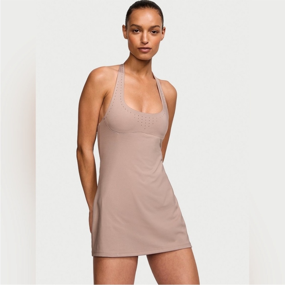 Victoria's Secret Essential Perforated Taupe Halter Dress With Shorts X-Large‎